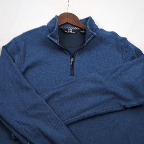 Michael Strahan Men's Blue 1/4 Quarter Zip Sweater Modern Fit, Large - Picture 3 of 8
